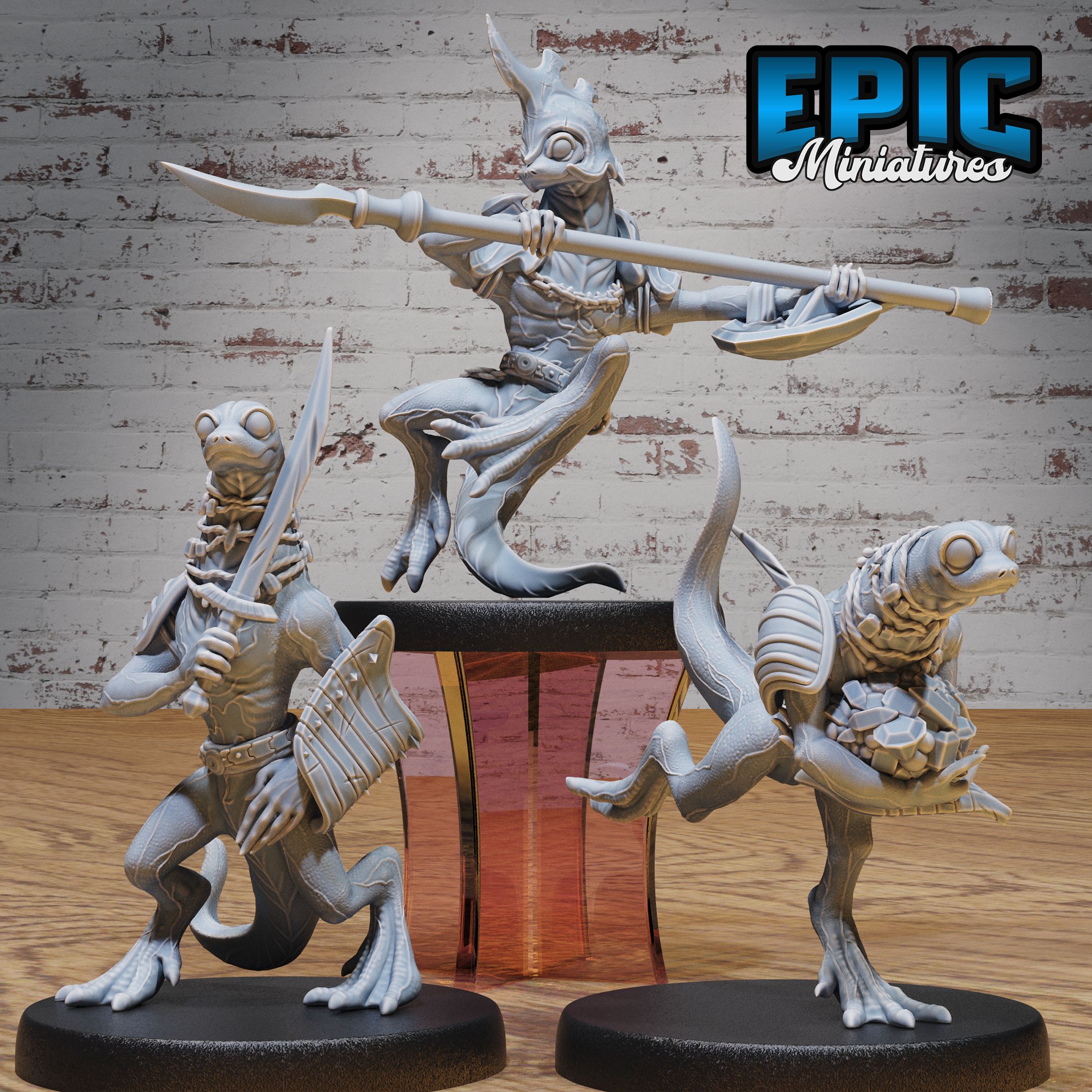 Fire Newt Set / Salamander Tribe / Volcano Reptile / Magma Creature / Burning Warrior / Lizard Men Folk / Fire Elemental Fighter / Humanoid Soldier / Flame Beast / Slender Monster Guard